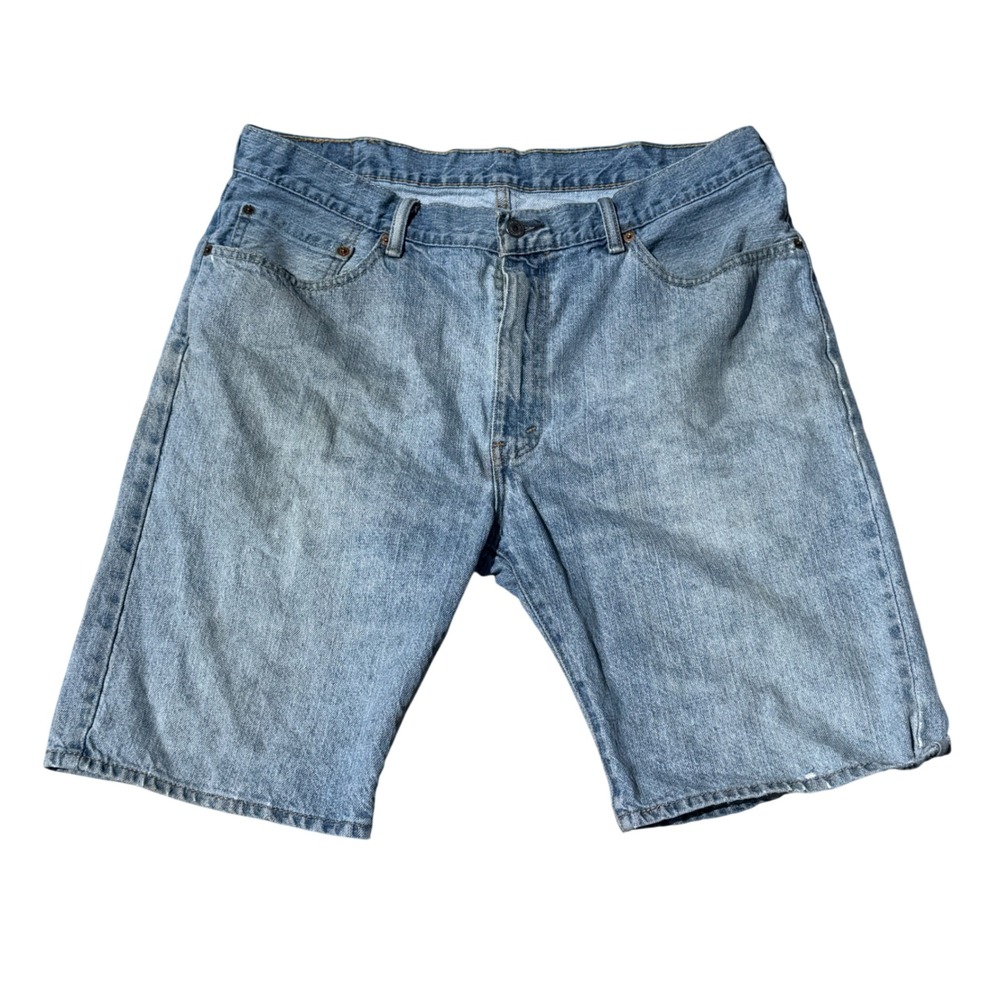 Levi's 505 Denim Shorts Mens 38 Light Blue Excellent Loose Fit Jean Shorts